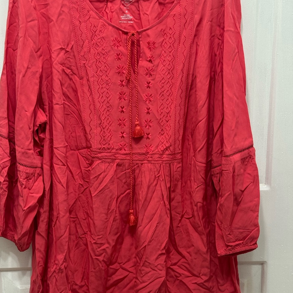 St. John's Bay Red Embroidered Tunic